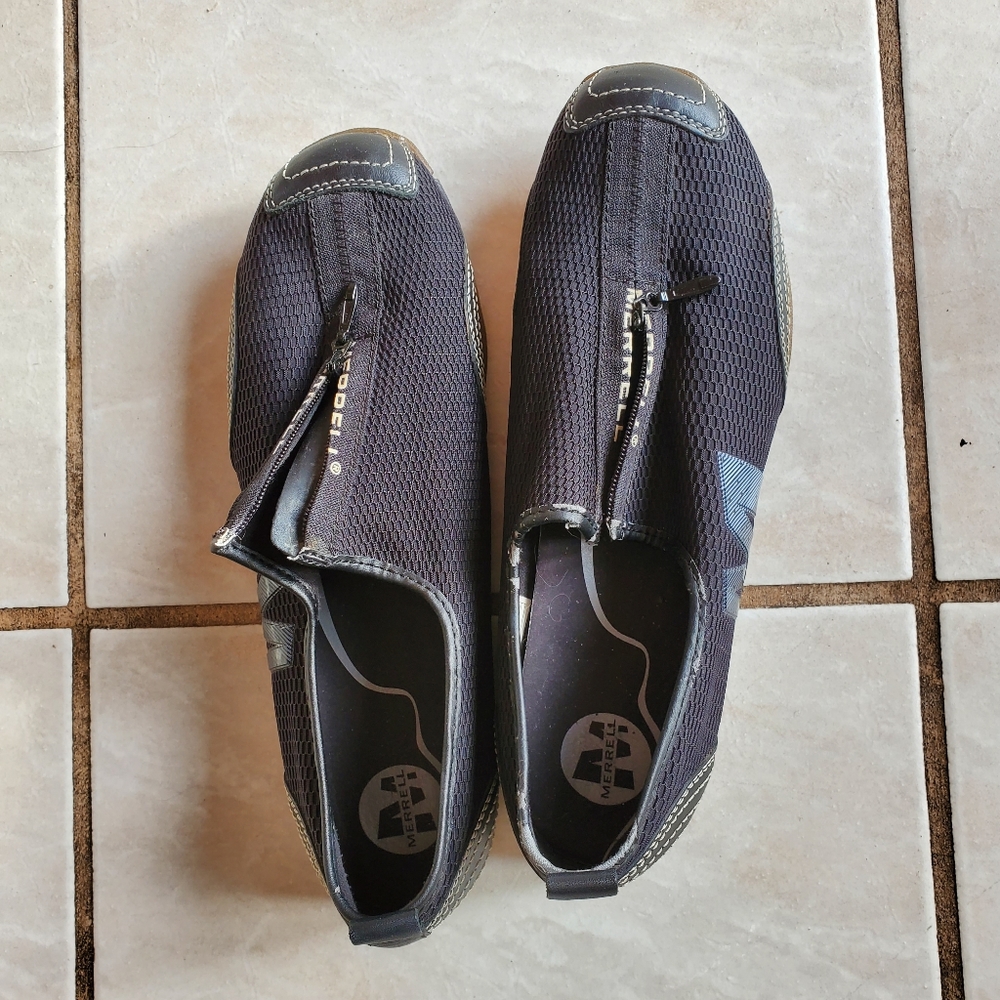 Merrell Barrado Black Mesh Zip-up Shoes, Sz 10